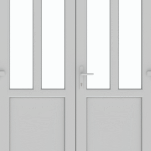 Ușă termopan intrare dublă 155/205 cm, profil PVC Ramplast, 2 canate, deschidere dreapta